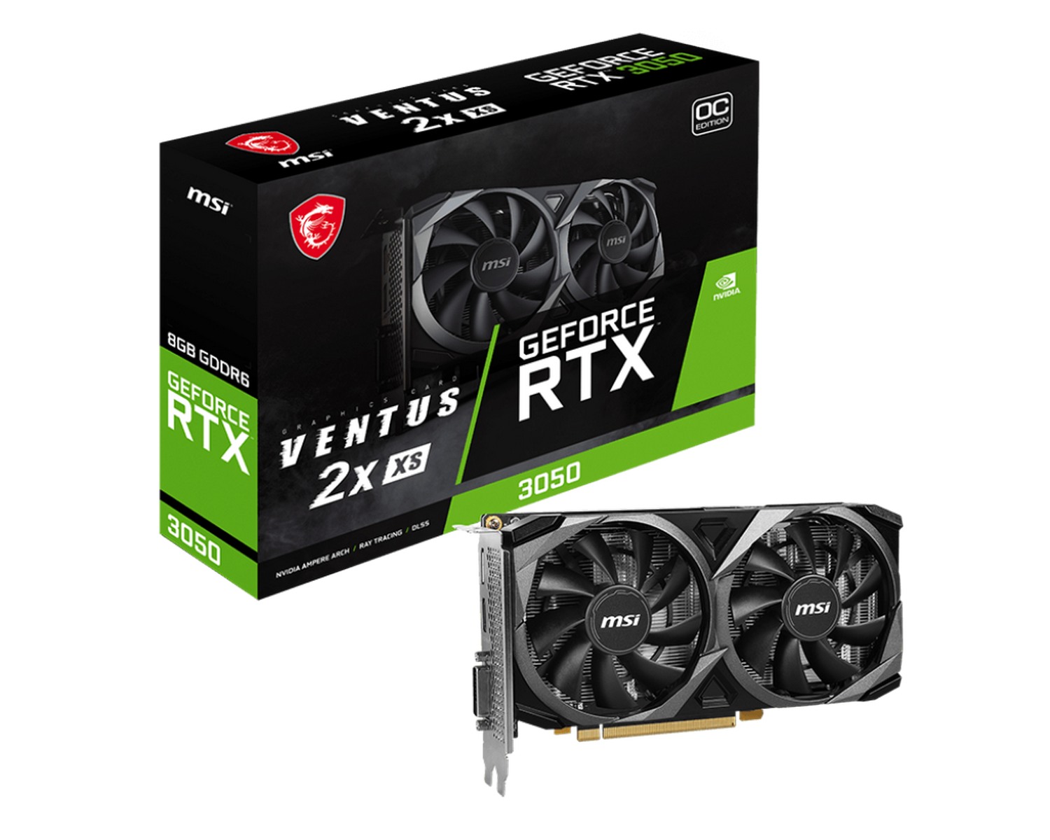 Video Card MSI GeForce RTX 3050 VENTUS 2X XS 8G OC NVIDIA GeForce RTX 3050