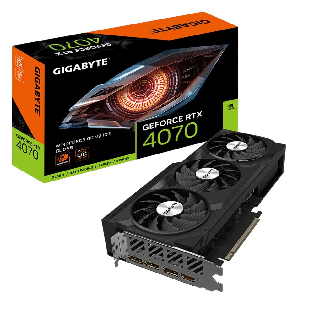 Video Card Gigabyte GeForce RTX 4070 WINDFORCE OC V2 12G GV-N4070WF3OCV2-12GD