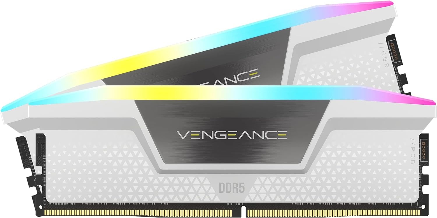 זיכרון לנייח DRAM Corsair VENGEANCE RGB CMH64GX5M2B6000C40W KIT 64GB (2X32GB) DDR5 6000MHz CL40 צבע לבן