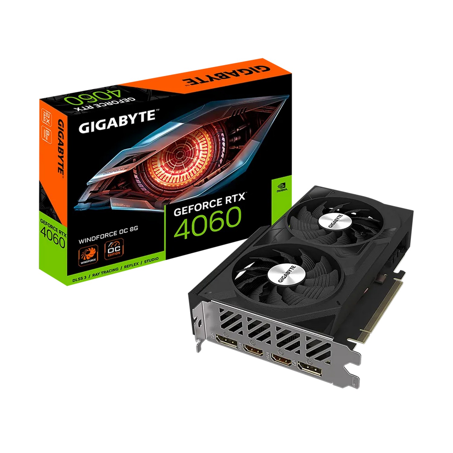 כרטיס מסך Gigabyte GeForce RTX 4060 WINDFORCE OC 8G GV-N4060WF2OC-8GD