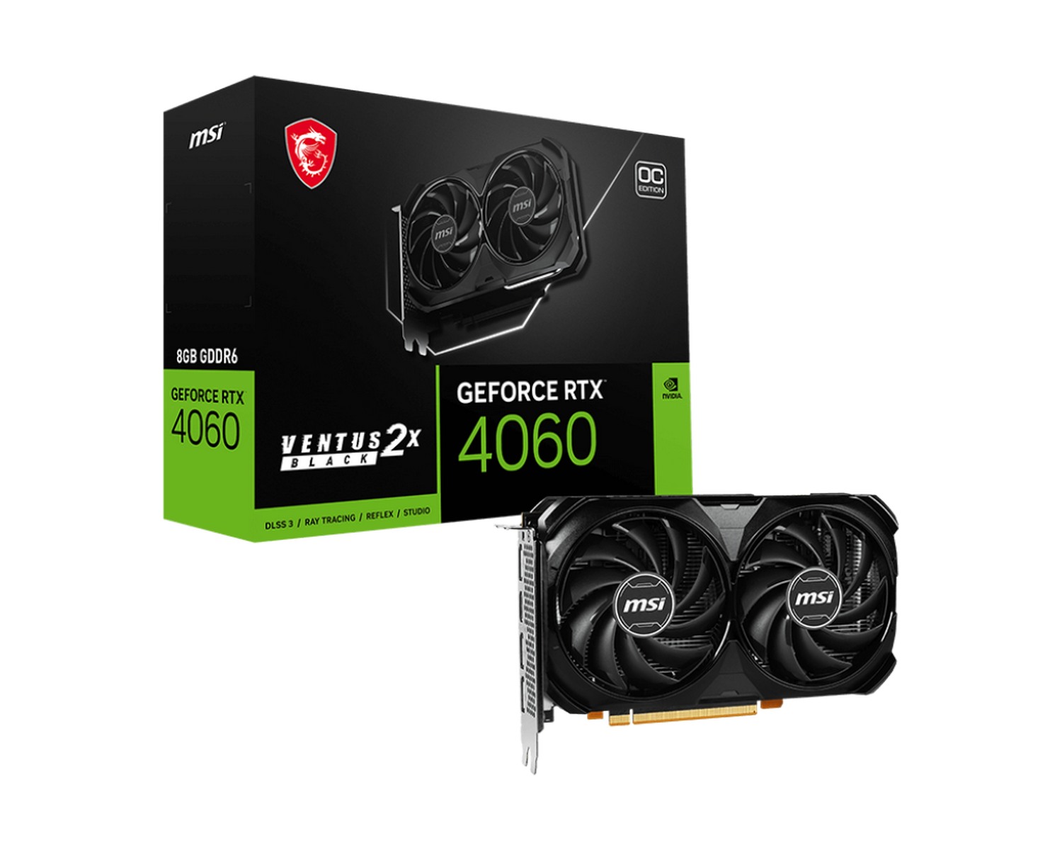 Video Card MSI GeForce RTX 4060 VENTUS 2X BLACK 8G OC NVIDIA GeForce RTX 4060