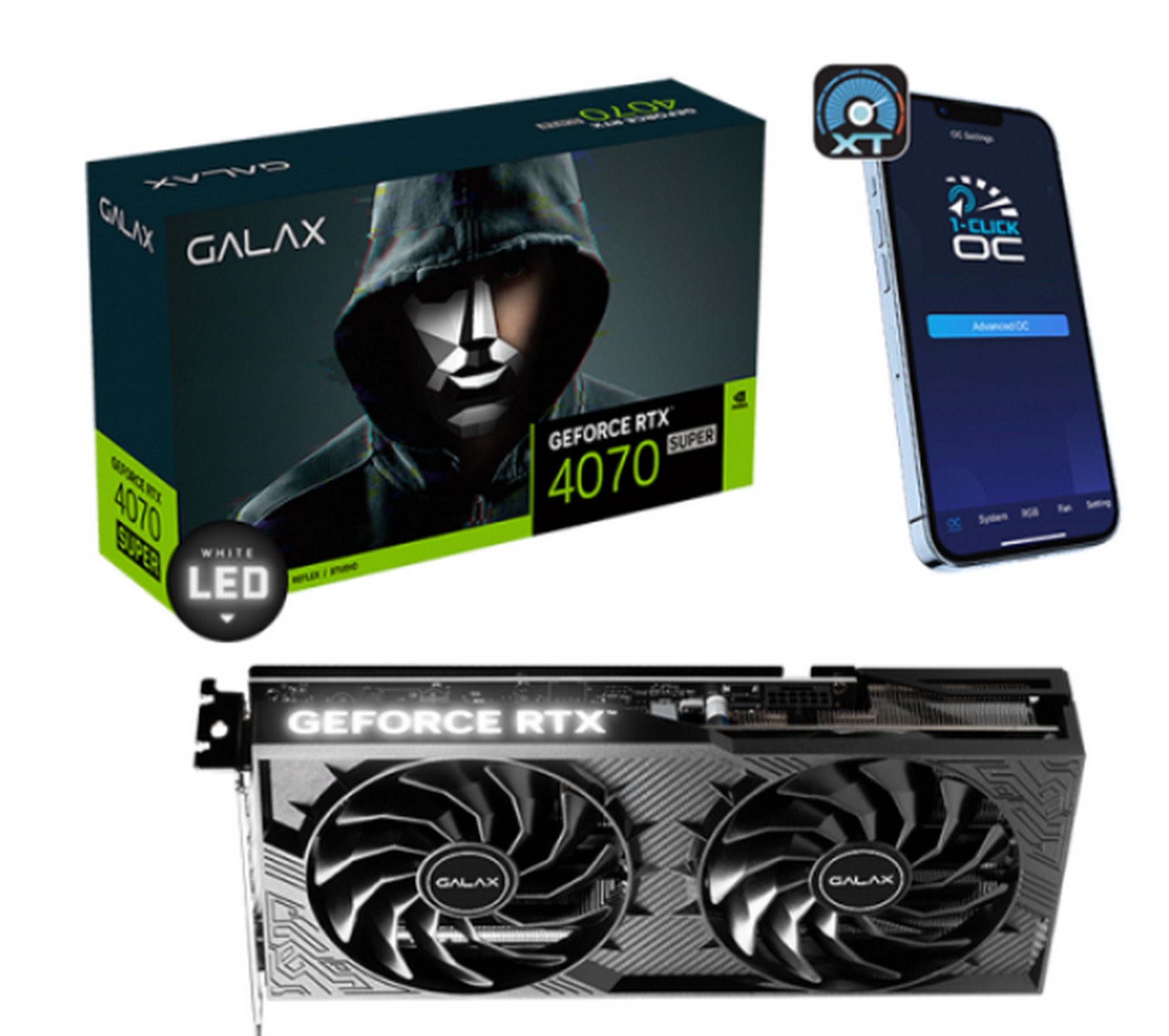 Video Card Galax GeForce RTX 4070 SUPER 1-Click OC 2X V2 47SOM7MDABCD