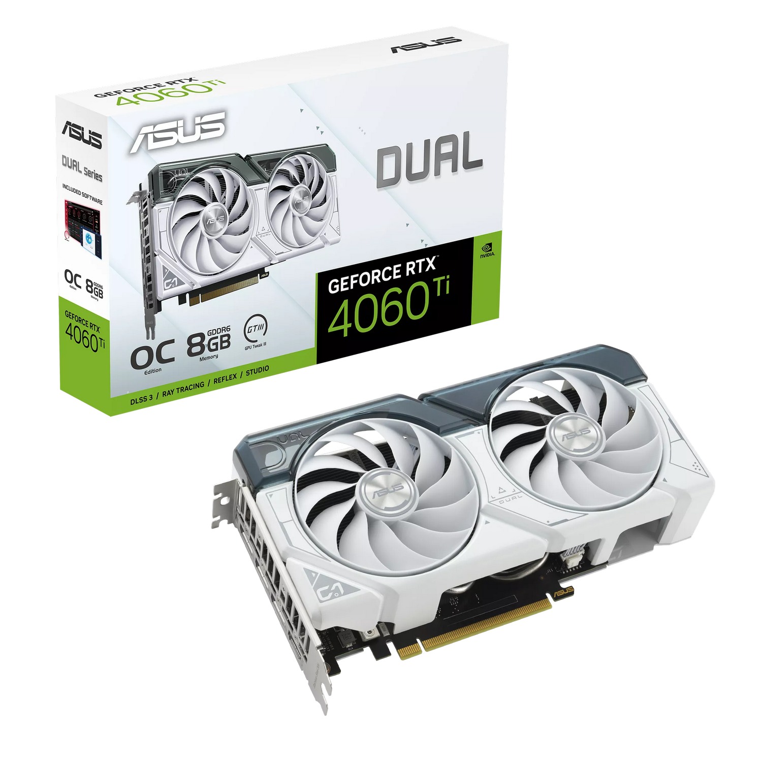 Video Card Asus Dual GeForce RTX 4060 Ti White OC Edition 8GB GDDR6 90YV0J42-M0NA00