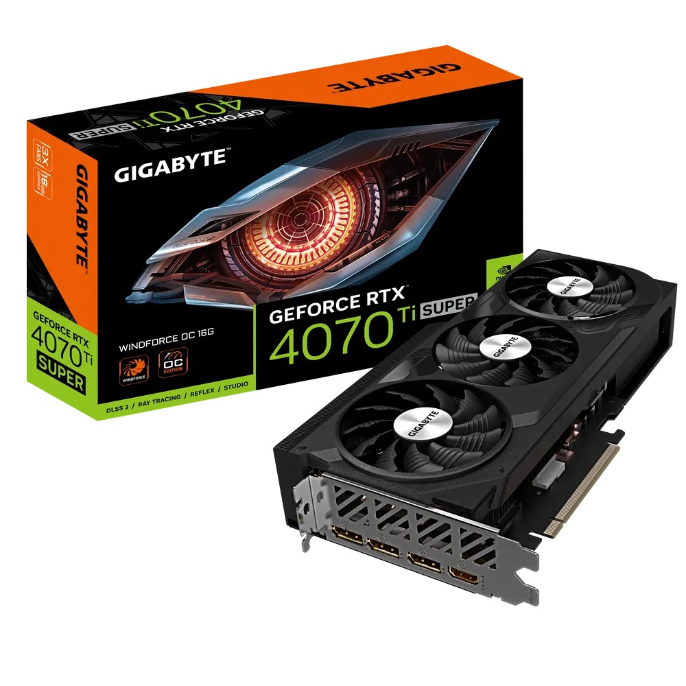 כרטיס מסך Gigabyte GeForce RTX 4070 Ti SUPER WINDFORCE OC 16G GV-N407TSWF3OC-16GD