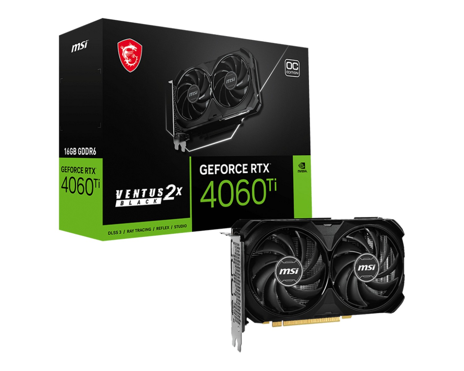 ВидеоКарта MSI GeForce RTX 4060Ti VENTUS 2X BLACK 16G OC NVIDIA GeForce RTX 4060 Ti