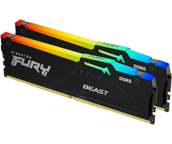 Desktop Memory DRAM Kingston 64GB 6000MT/s DDR5 CL30 DIMM (Kit2) FURY Beast RGB EXPO KF560C30BBEAK2-64 KIT 64GB (2X32GB) DDR5 6000MHz CL30 Color:black