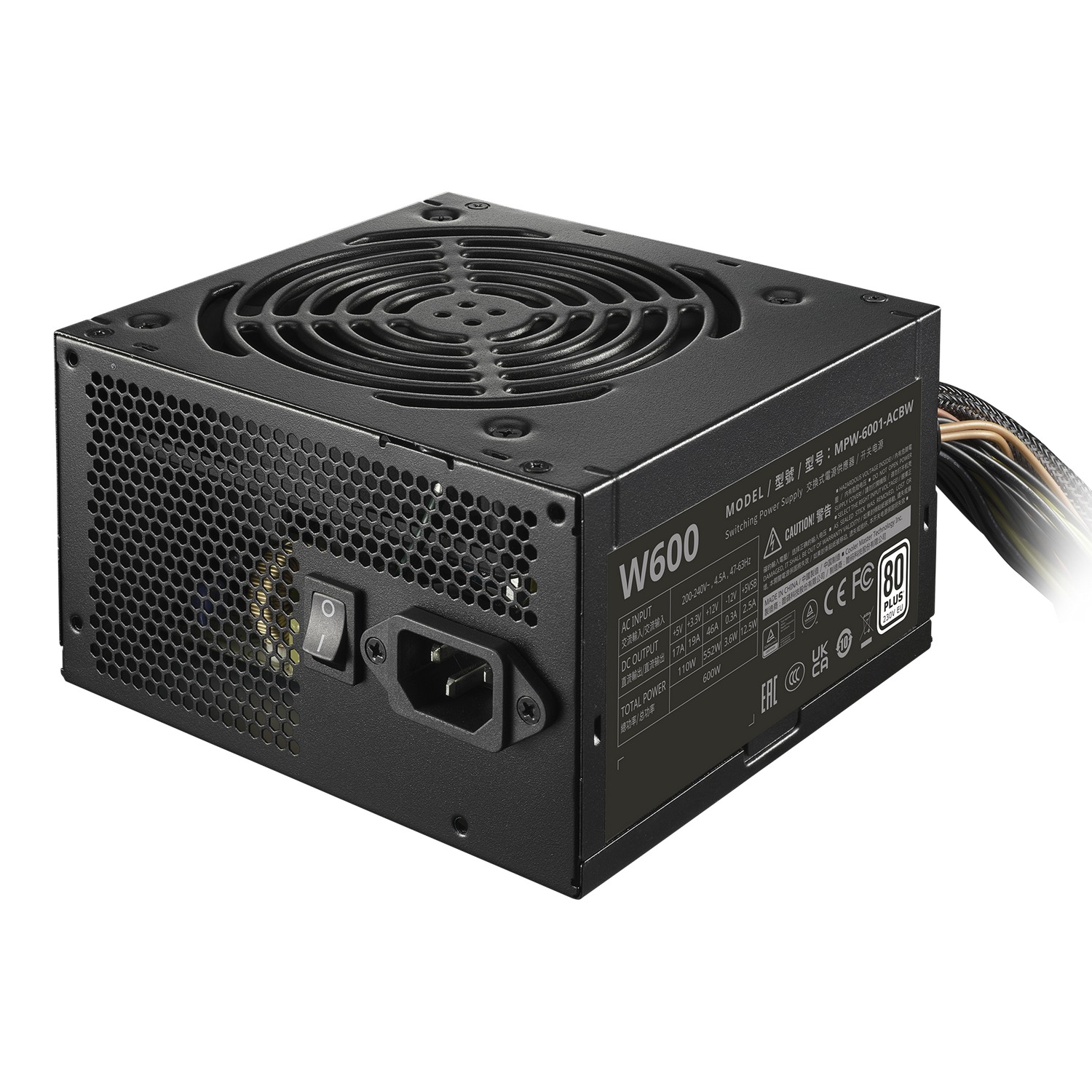 ספק כוח Cooler Master LITE NEX WHITE 600 230V MPW-6001-ACBW-BWO לא מודולרי 80 Plus 600W 12V:552W