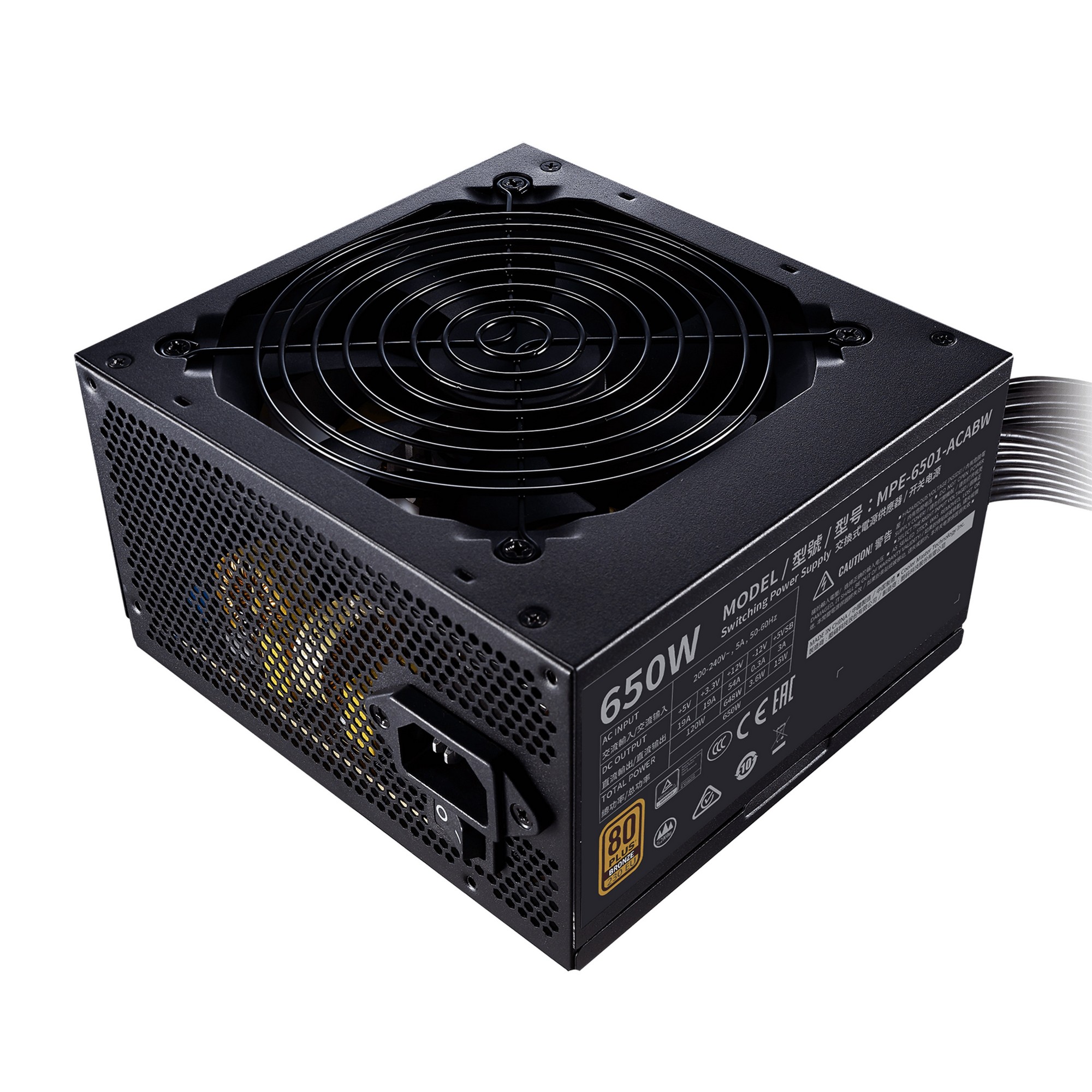 Power Supply Cooler Master MWE V2 230V MPE-6501-ACABW-B לא מודולרי 80 PLUS Bronze 650W