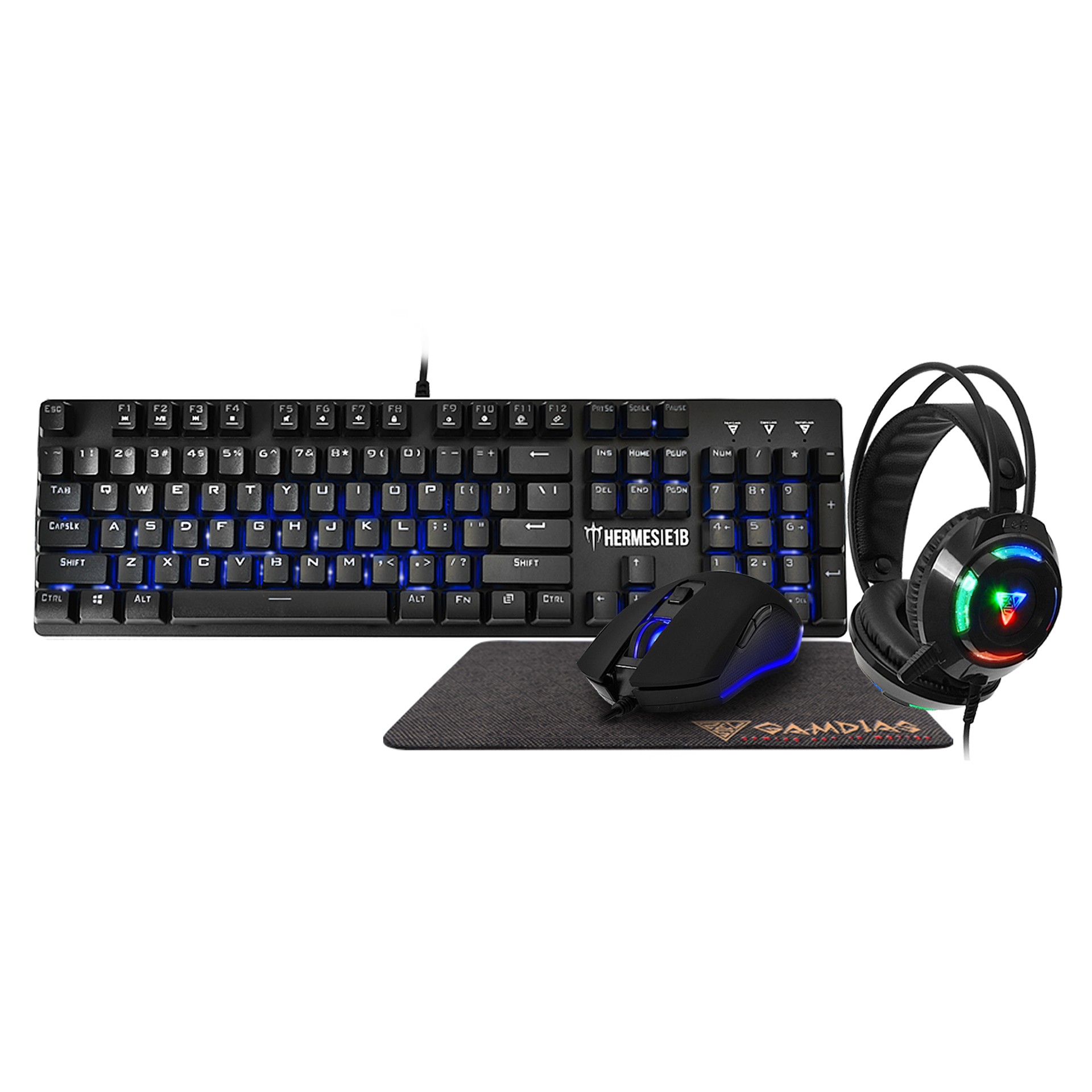 חבילת גיימינג Gamdias HERMES E1B GAMING COMBO HGK1020 צבע שחור