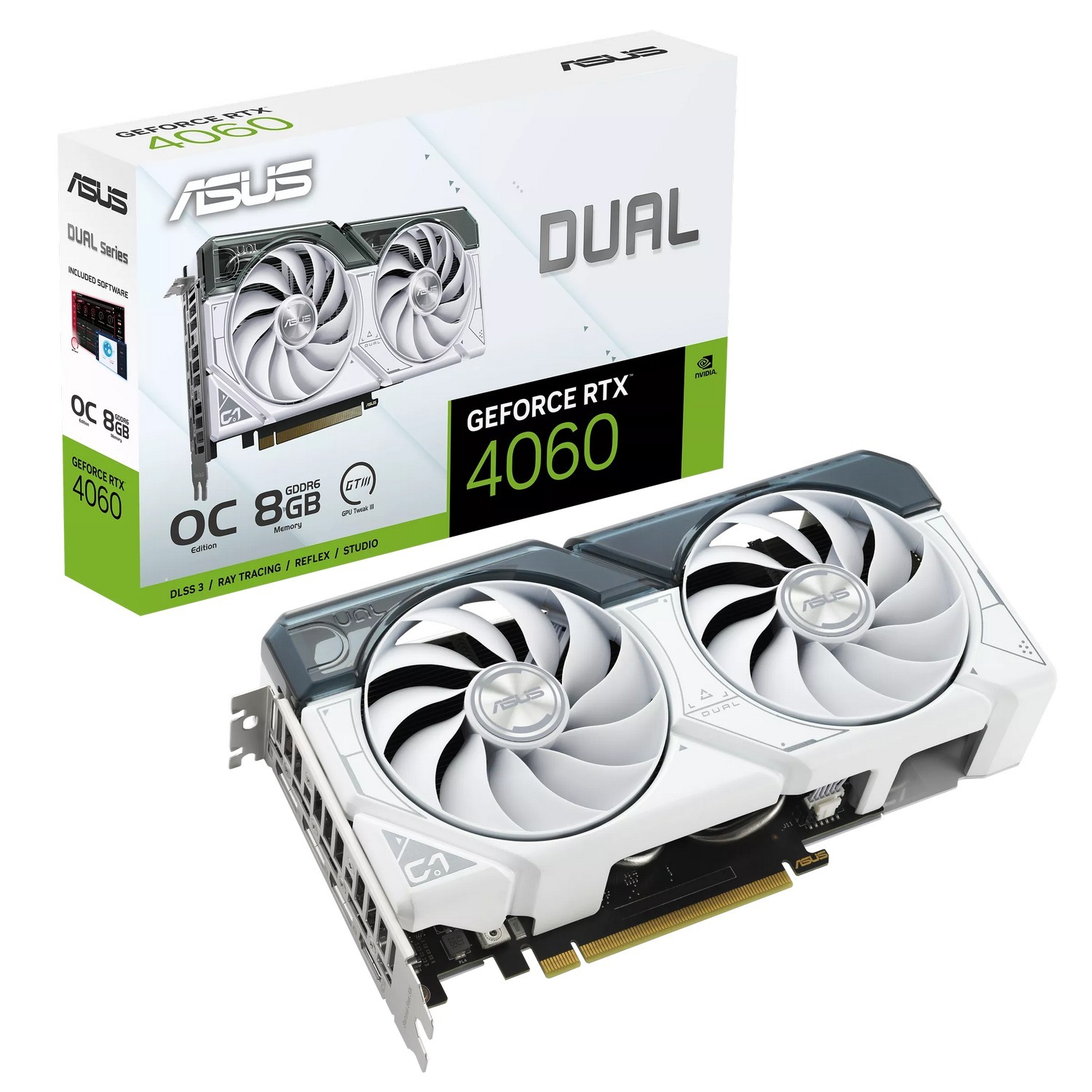 כרטיס מסך Asus Dual GeForce RTX 4060 White OC Edition 8GB GDDR6 90YV0JC2-M0NA00