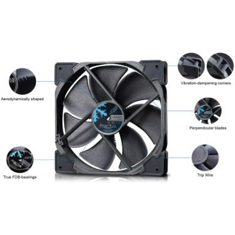 Вентилятор для Корпуса Fractal Design Fan Venturi HP-14 PWM 140mm Цвет:черный