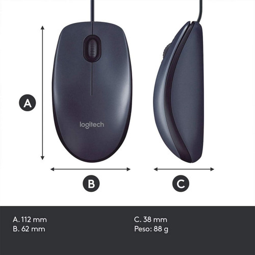 Wired Mouse Logitech M100 CORDED MOUSE Color: black