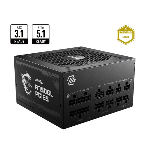 Power Supply MSI A750GL PCIE5 80 PLUS Gold 750W 12V:744W