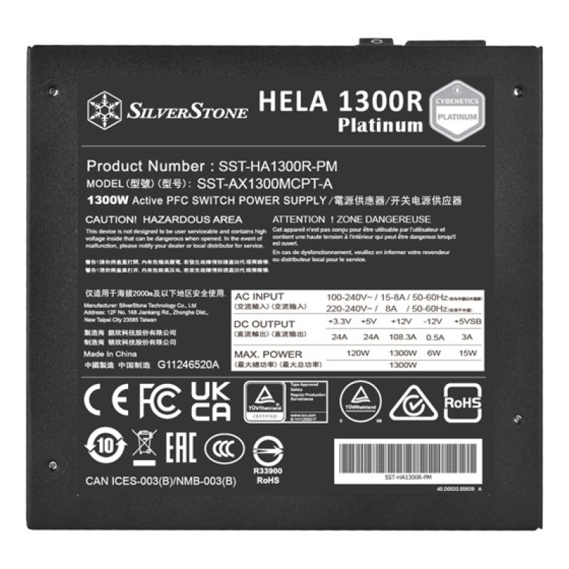 Power Supply SilverStone HELA 1300R Platinum SST-HA1300R-PM Cybenetics Platinum