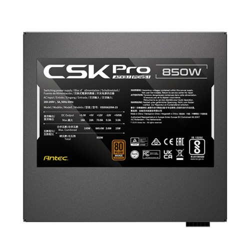 ספק כוח Antec CSK Pro 850W ATX3.1 80+ Bronze 0-761345-20069-1 80+ Bronze...