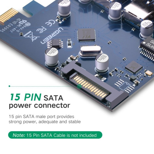 Network Card UGREEN כרטיס הרחבה PCI-E to LAN Gigabit + USB3.0 x3