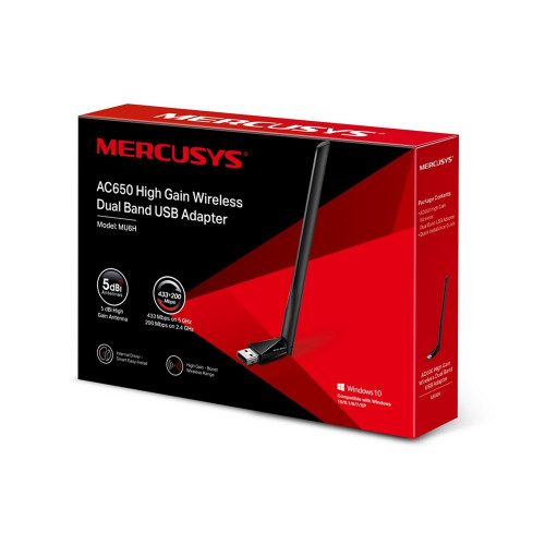 USB Network Card MERCUSYS MU6H AC650 High Gain Wireless Dual Band USB Adapter