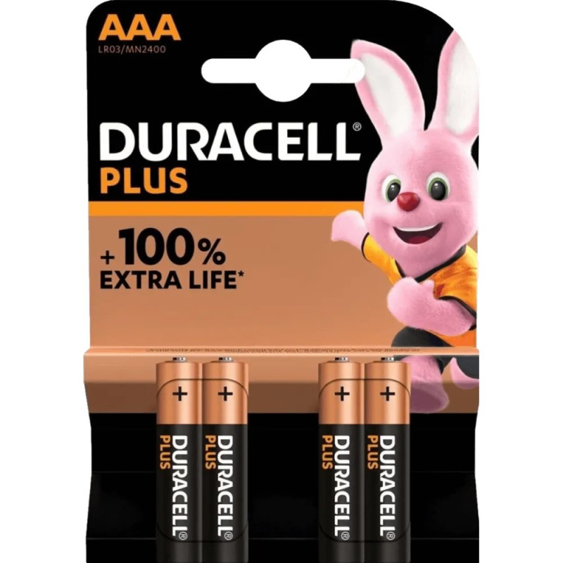 Set of 4 non-rechargeable batteries Duracell PLUS 100% AAA 2546092..