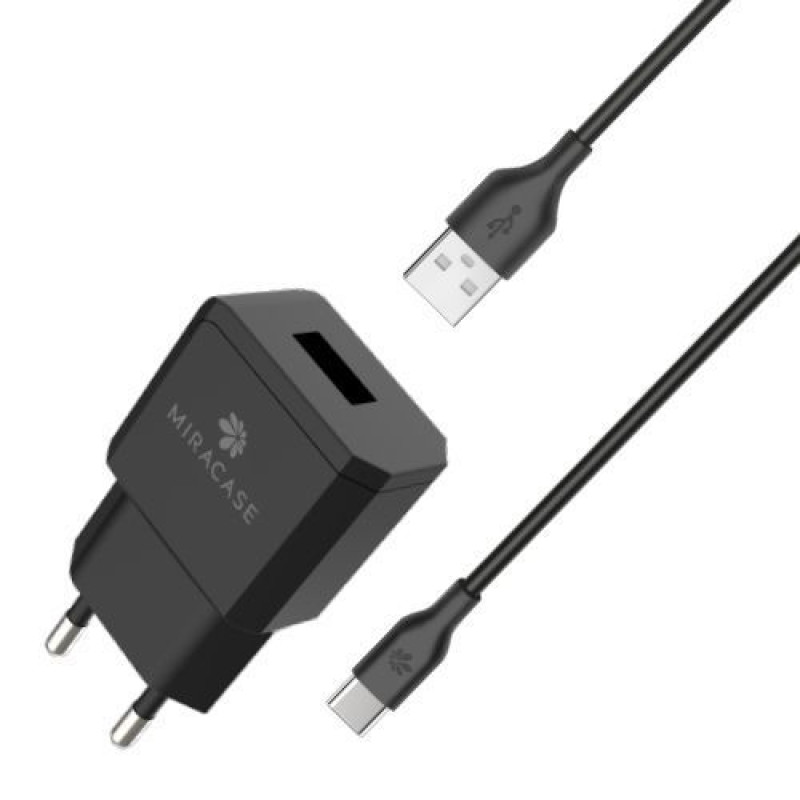 Настенное зарядное устройство + кабель Type-C Miracase MWCS240 5V Цвет: черный..
