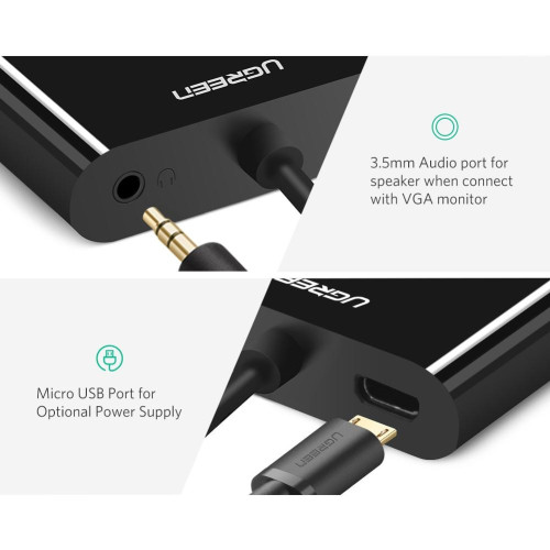 Адаптер UGREEN Micro HDMI to HDMI/VGA M115 Converter 30355