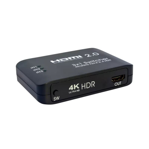 מתאם למסך Gold Touch HQ HDMI2.0 Switch 3Ports With RC 4K Ultra HD HDR E-HDMI-SW3-4KHDR צבע: שחור..