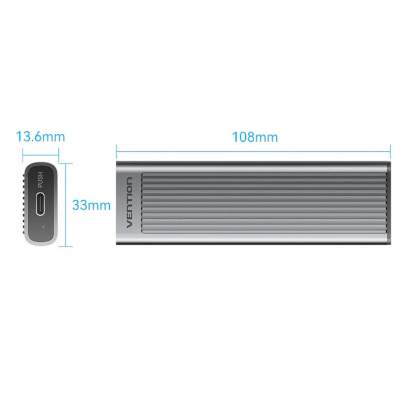 Disk Adapter Vention USB-C 3.1 Gen2 10Gbps to NVMe (M.Key) M.2 SSD Enclosure