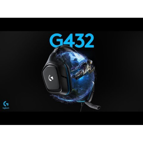 אוזניות גיימינג חוטיות Logitech G432 7.1 Surround Sound צבע שחור, כחול