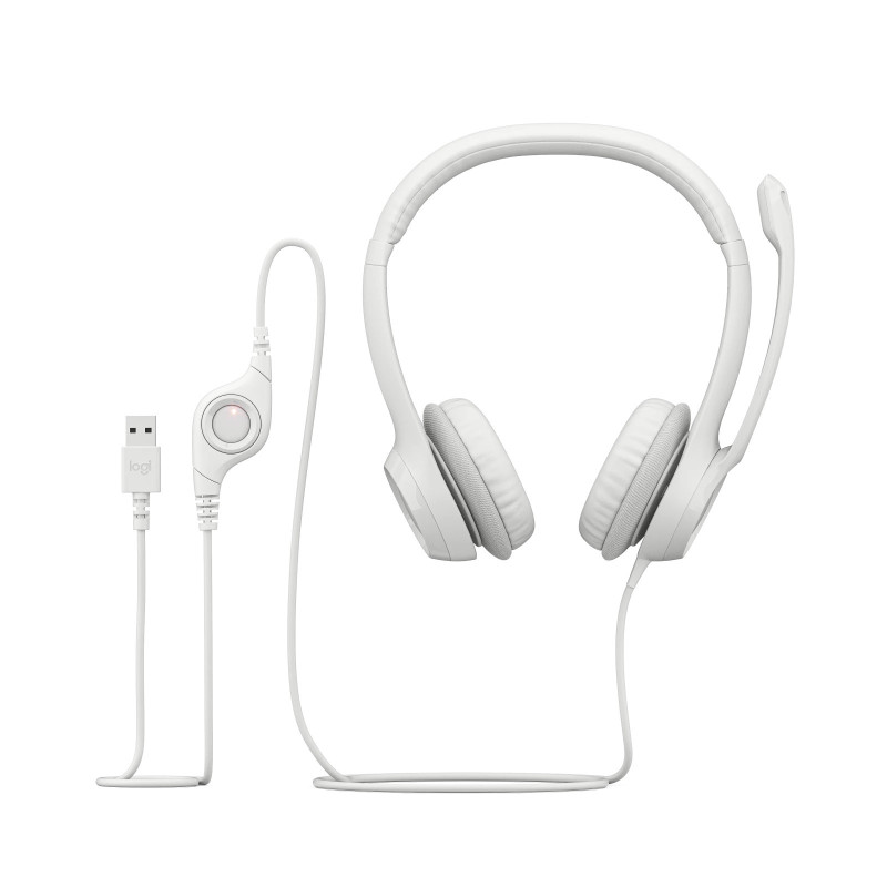 Headphones with a built-in microphone Logitech white H390 USB