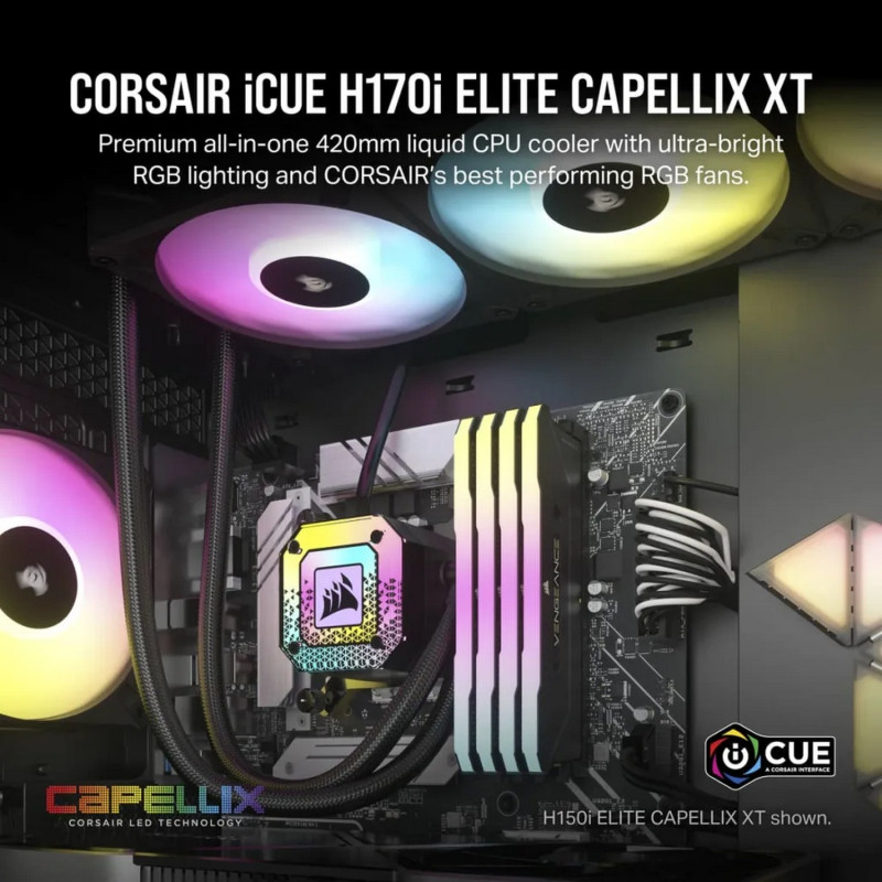 Водяное охлаждение Corsair iCUE H170i ELITE CAPELLIX XT 420mm Цвет:черный