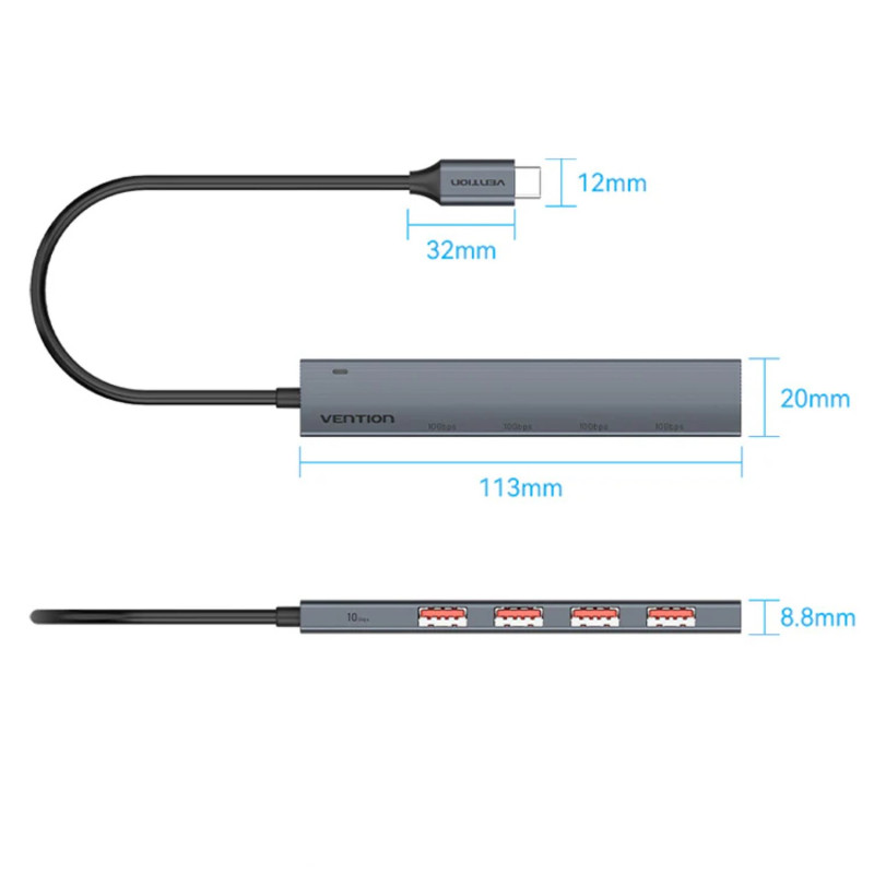 USB Splitter Vention | USB-C to USB-A x4 | USB-C CKHHC