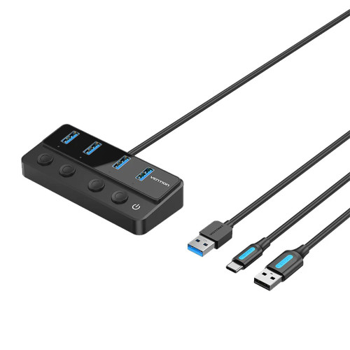 USB Splitter Vention USB-A to USB-A x4 | on/off Switches | USB-C HUB CHWBF