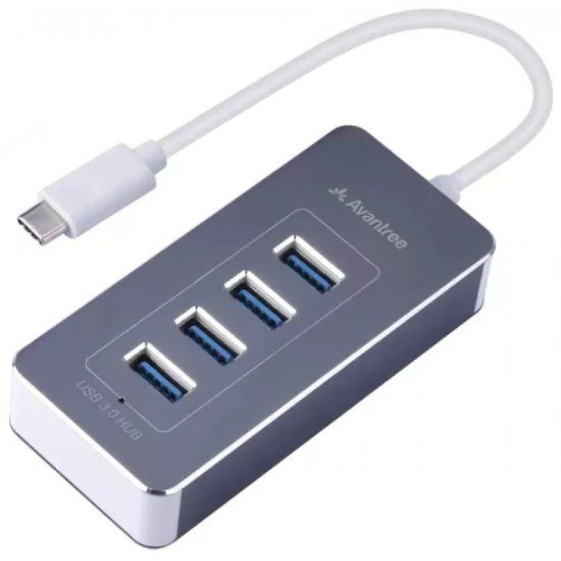 USB Splitter Avantree 4 Port USB Type C To USB3.0 Hub AV-FDKB-HUB001-GRY