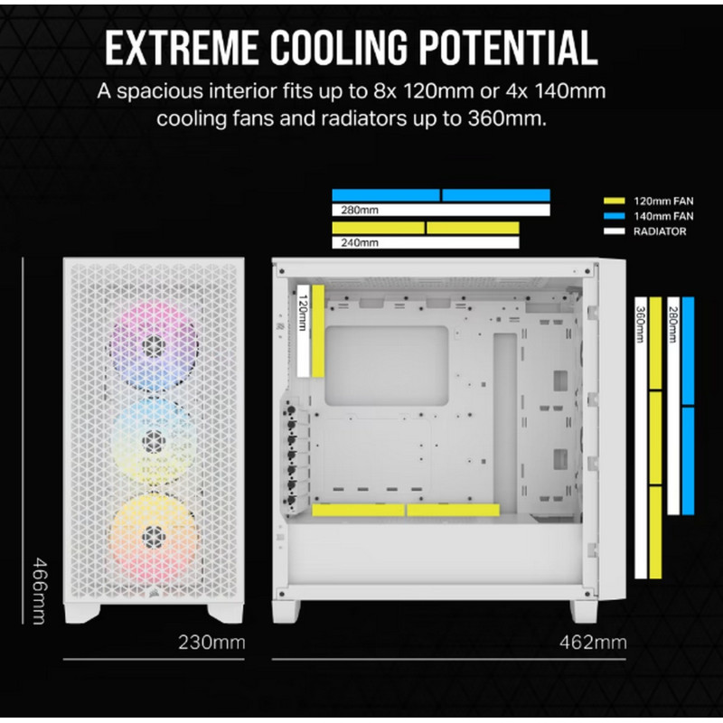 Case Corsair 3000D RGB AIRFLOW - white Mid-Tower