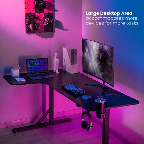 Gaming desk in L shape LUMI GMD09-2 L GMD09-2 Color:black