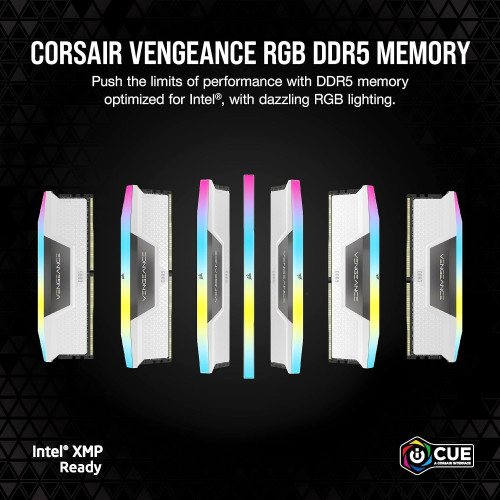 זיכרון לנייח DRAM Corsair VENGEANCE RGB CMH64GX5M2B5600C40W KIT 64GB (2X32GB)