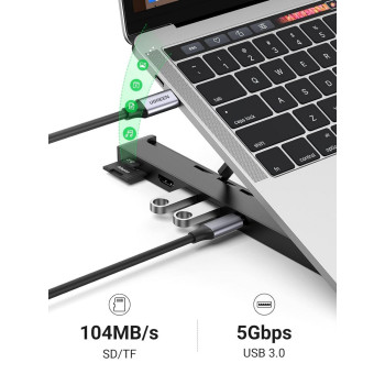 Mobile processor and docking station UGREEN 5in1 with USB-A x2 HDMI SD USB-C