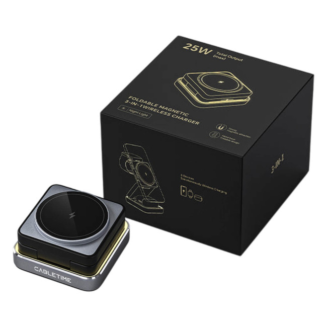 Charging stand CABLETIME 3 in 1 Foldable Wireless Stand for iPhone, Apple Watch