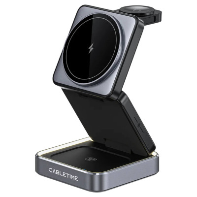 Charging stand CABLETIME 3 in 1 Foldable Wireless Stand for iPhone, Apple Watch Charging stand CABLETIME 3 in 1 Foldable Wireless Stand for iPhone, Apple Watch