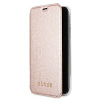 Чехол для книги из искусственной кожи для iPhone XR розовое золото GUESS Чехол для книги из искусственной кожи для iPhone XR розовое золото GUESS