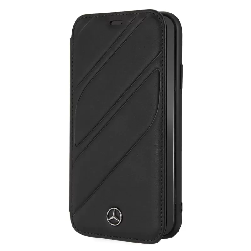 Official Mercedes black leather book cover for iPhone XR CG Mobile Color:black