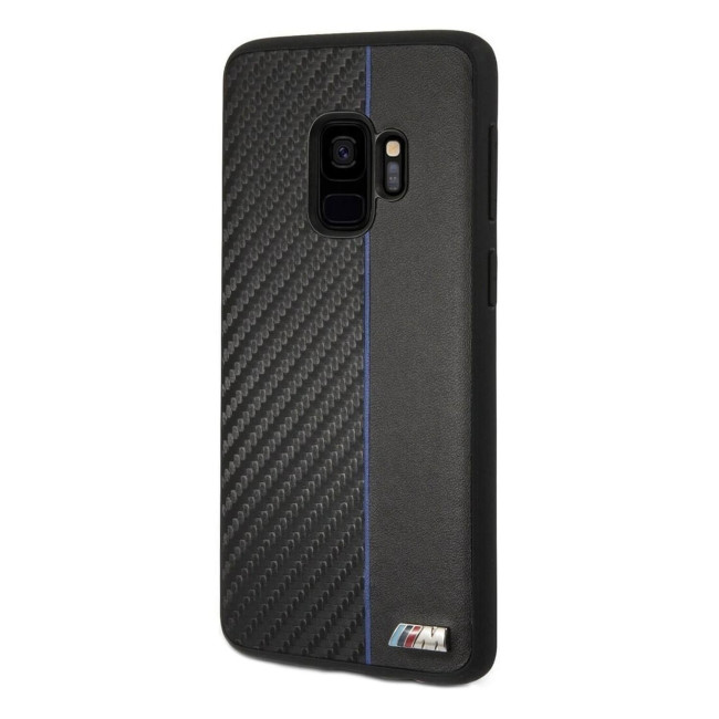 Жесткий чехол из карбона (углерода) для Samsung Galaxy S9 темно-синего цвета,