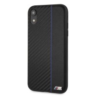 Чехол для iPhone XR BMW M COLLECTION Carbon PU с красной полосой - тёмно-синий Чехол для iPhone XR BMW M COLLECTION Carbon PU с красной полосой - тёмно-синий