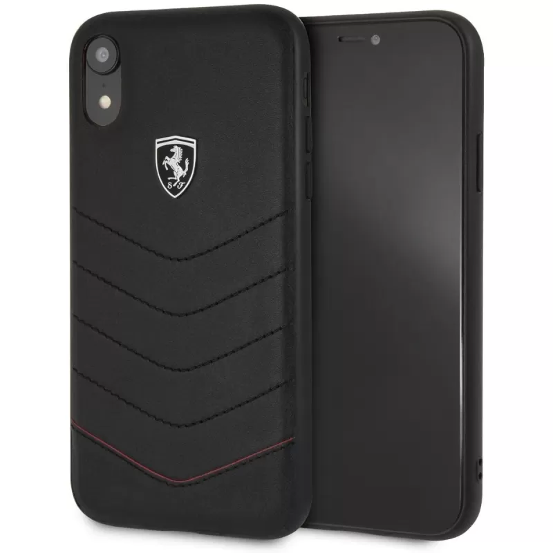 Hard leather case CG Mobile Ferrari Off Track Quilted iPhone XR black