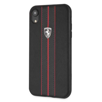 Официальный чехол из твердой кожи для iPhone XR в черном цвете от Ferrari. CG