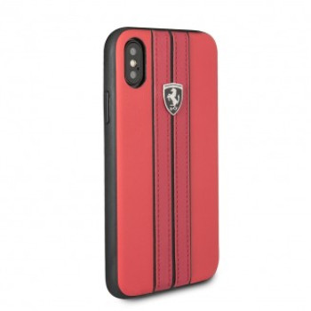 Жесткий чехол из кожи для iPhone XR в официальном цвете красный Ferrari. CG