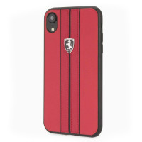 Жесткий чехол из кожи для iPhone XR в официальном цвете красный Ferrari. CG Жесткий чехол из кожи для iPhone XR в официальном цвете красный Ferrari. CG