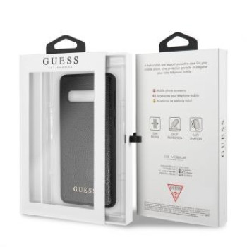 Жёсткий кожаный чехол CG Mobile Samsung Galaxy S10+ GUESS Цвет:черный