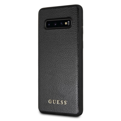 Жёсткий кожаный чехол CG Mobile Samsung Galaxy S10+ GUESS Цвет:черный