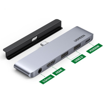 Док-Станция UGREEN USB-C to HDMI | USB-A x2 | 3.5" mm | USB-C | PD 1W Dock 20199
