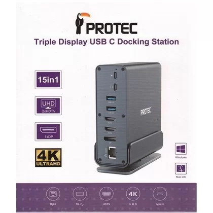 תחנת עגינה Protec DM301 15-in-1 USB-C Docking Station DM301 תחנת עגינה Protec DM301 15-in-1 USB-C Docking Station DM301